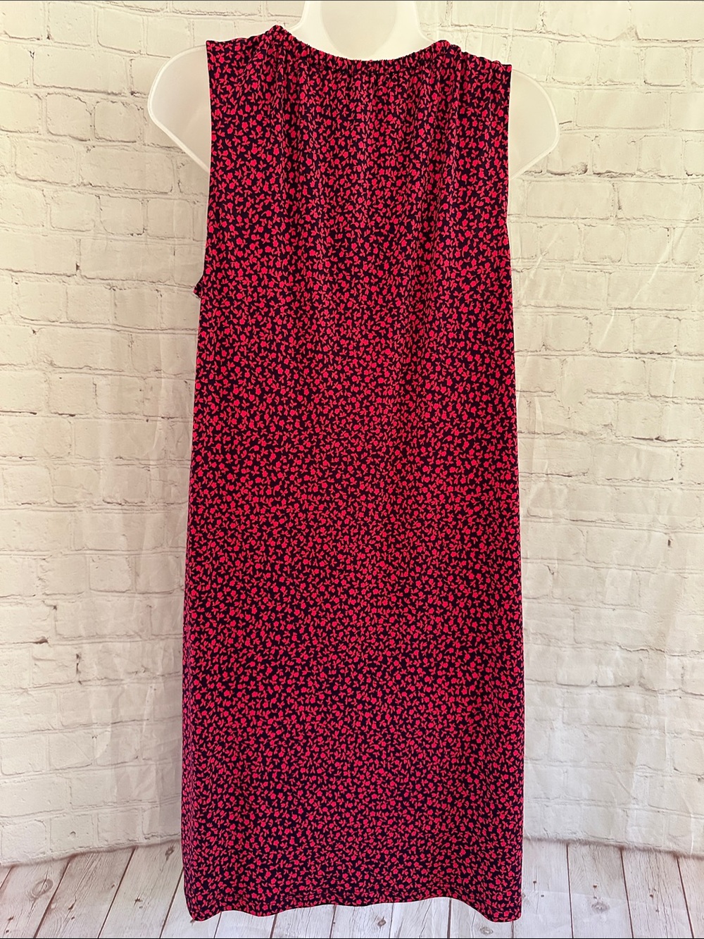 Michael Michael Kors Sleeveless Pink Floral Shift Dress with Navy Trim M - Picture 5 of 6